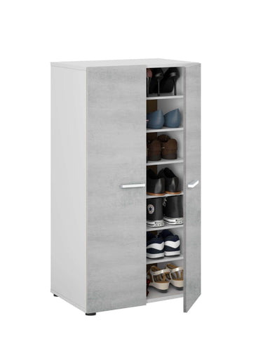 Zuldy Grey and White Shoe Cupboard: Modern Storage Solution for organised Footwear - UK Luxury Furniture